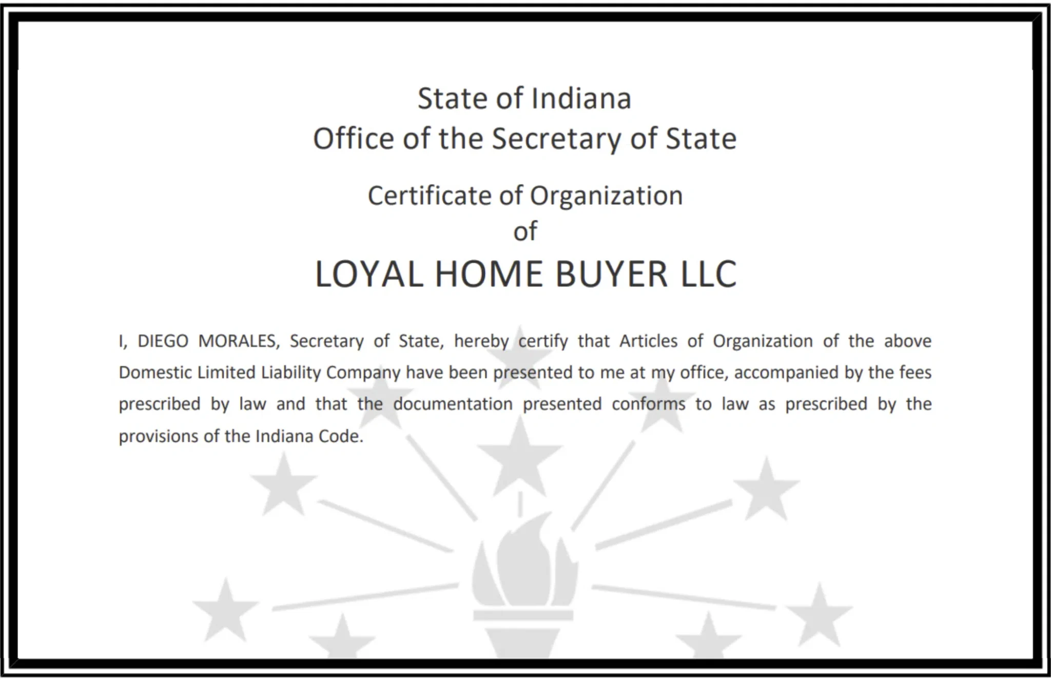 Certificate of Organization Certificate of Organization